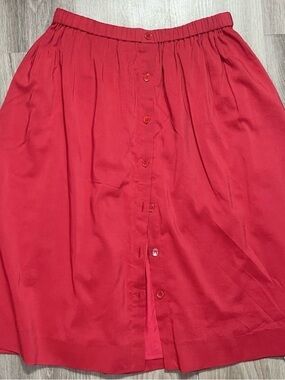 Reformation Red Button-Front Midi Skirt